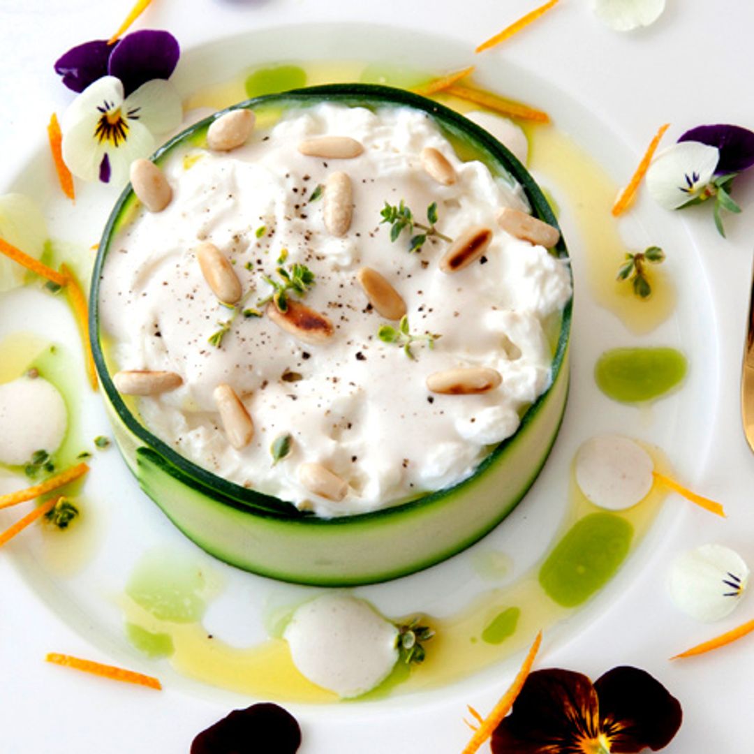 Timbal de calabacín y burrata