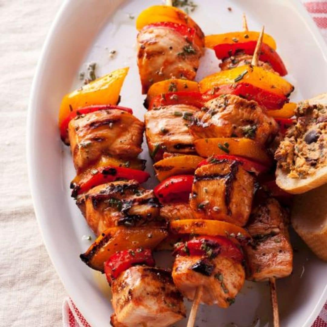 Brochetas de pollo y pimiento