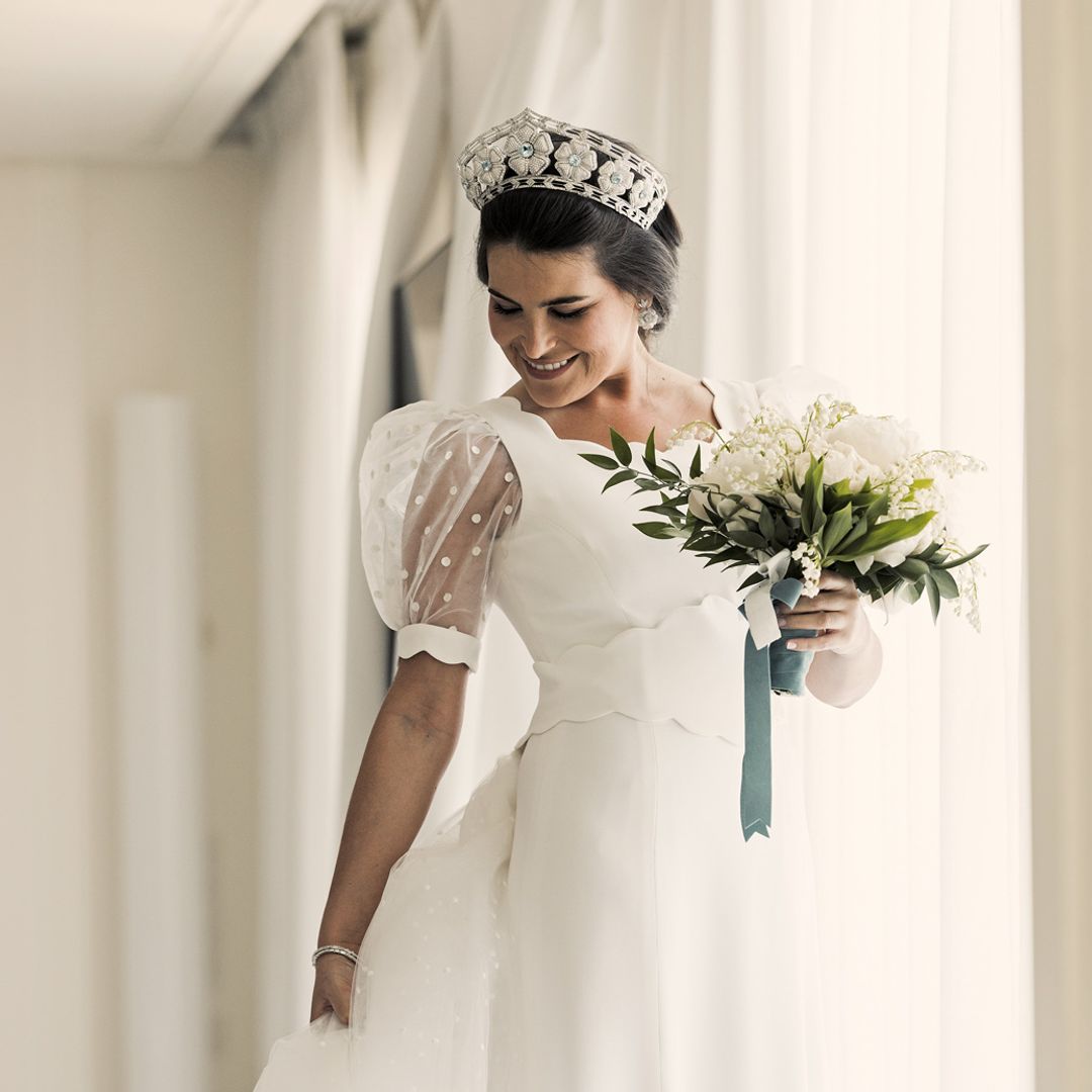 La tiara de su madre de 1.255 diamantes, las pulseras de pedida: las joyas de Natalia Santos Yanes, el día de su boda