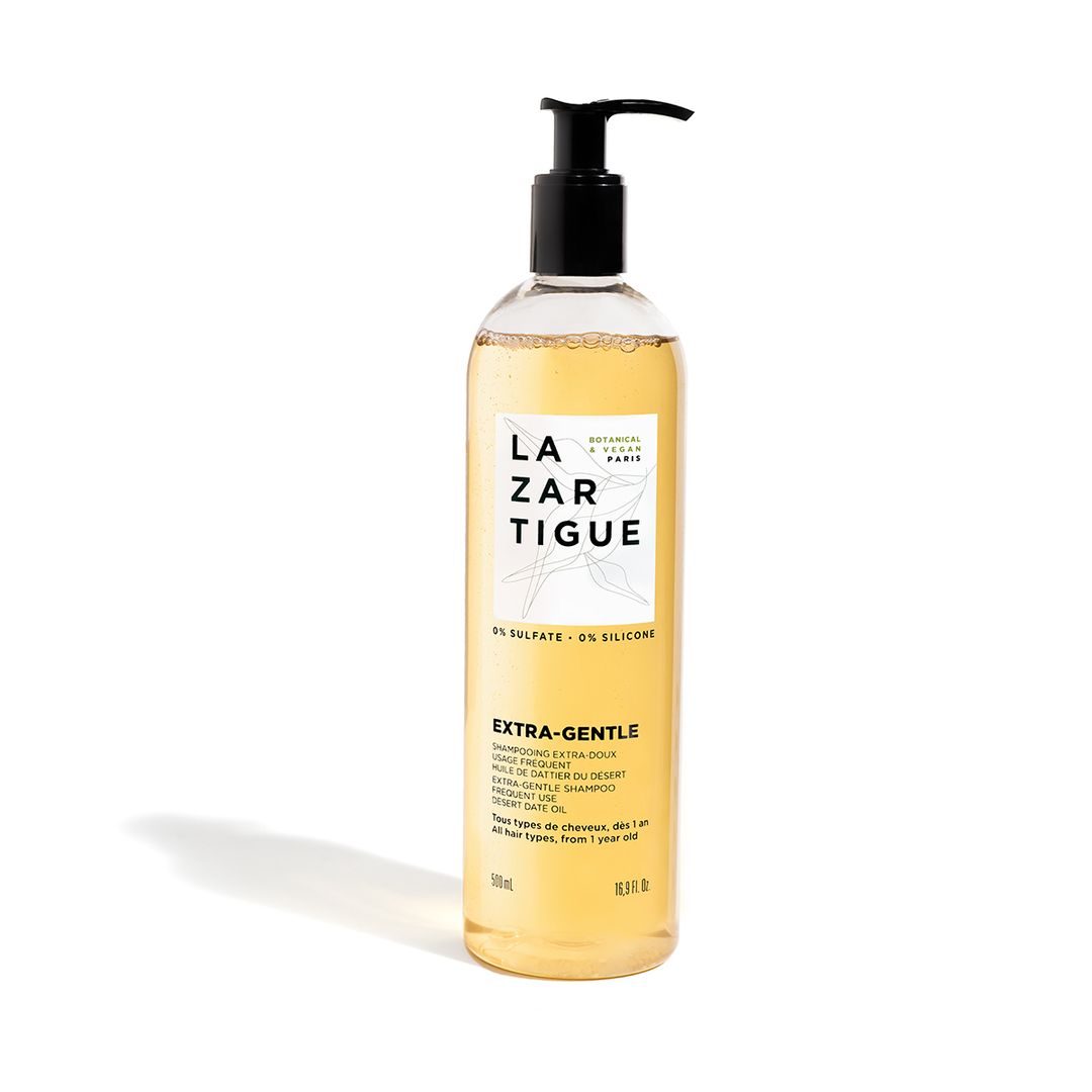 Champú extra- suave de uso frecuente, de Lazartigue (19,71 euros), con aceite de dátil del desierto y apto para toda la familia, limpia, hidrata y nutre con un acabado suave y ligero. 