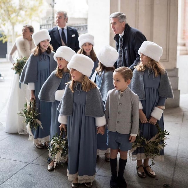 Niños de arras bodas de invierno gorro pelo
