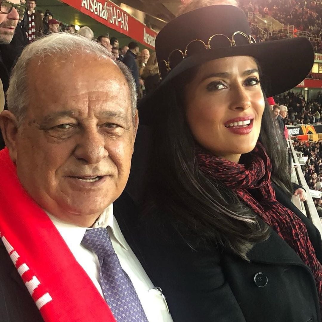 Con una entrañable foto con su nieta Valentina, Salma Hayek festeja la vida de su papá