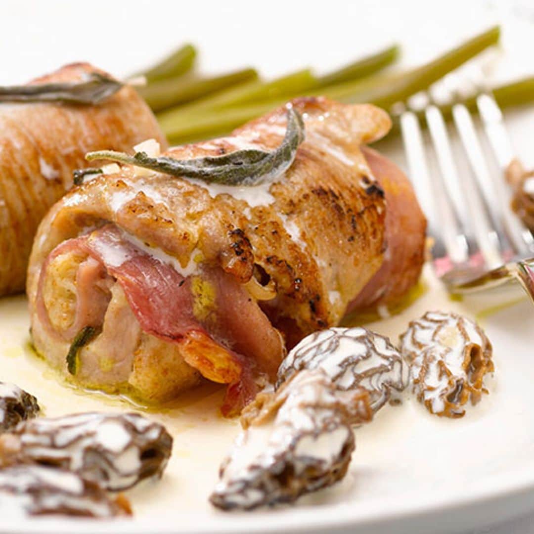 'Saltimbocca' de cerdo ibérico con setas a la crema