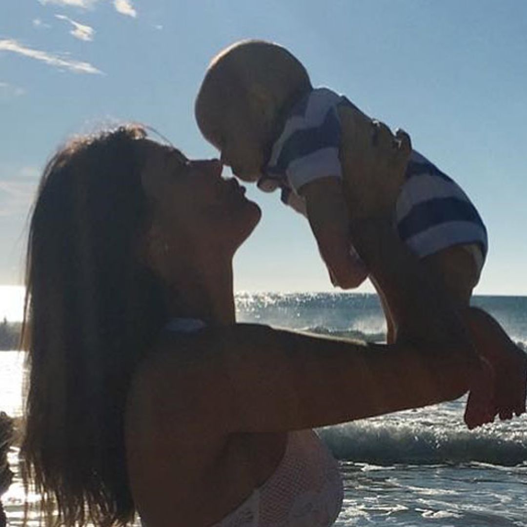María José Suárez y el primer día de playa con su bebé
