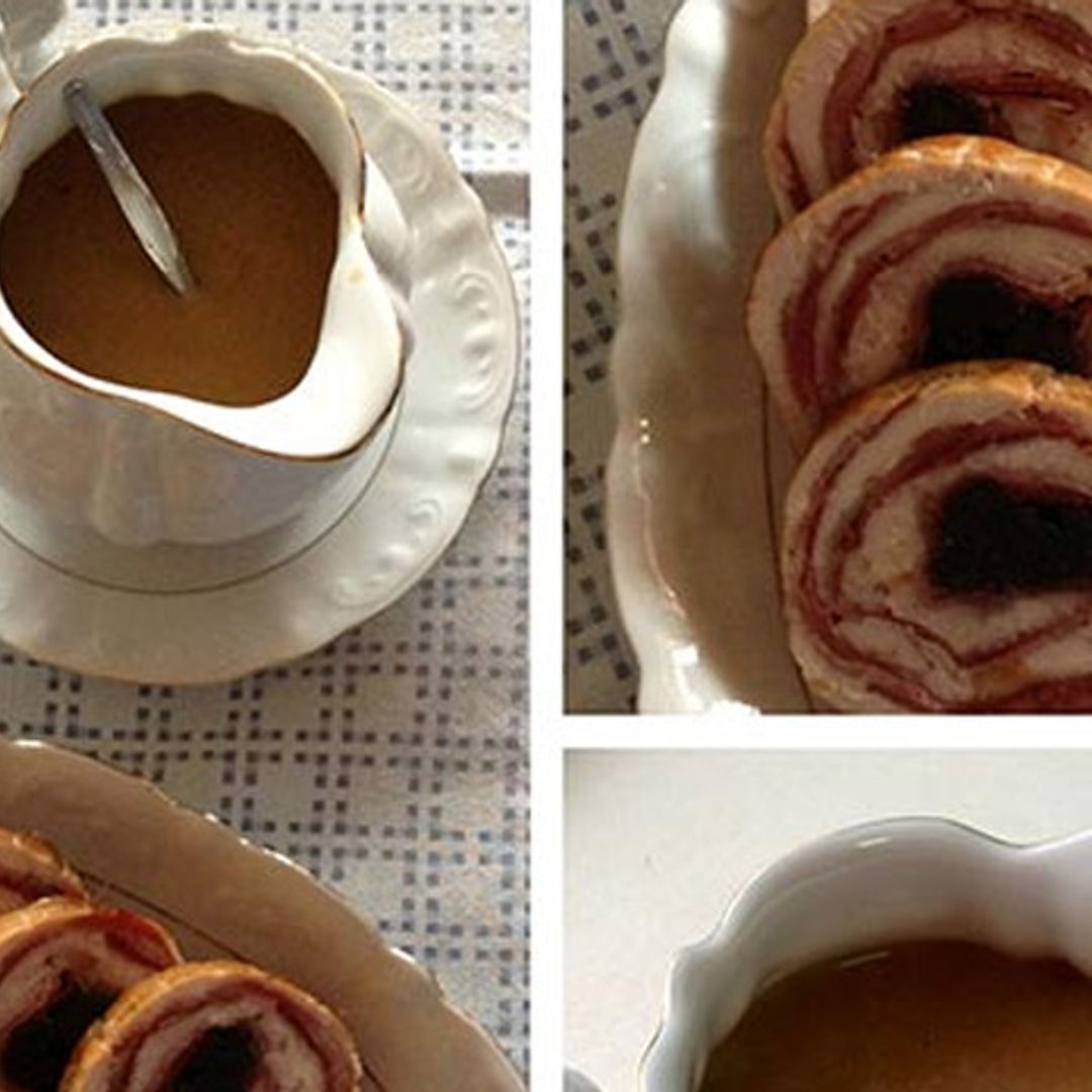 Pechuga de pavo rellena de jamón y ciruelas