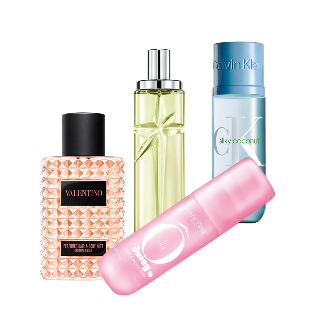 Dulce: Born In Roma Caramel Crush
(49 €), de Valentino. Inspirado en un mocktail: Starlicious Pistachio Praliné Eau Gourmande (59 €), de Mugler. Como un helado: Ck Silky Coconut (42 €), de Calvin Klein. 100 % femenina: Ô Oui Hair & Body Mist (29 €), de Lancôme.