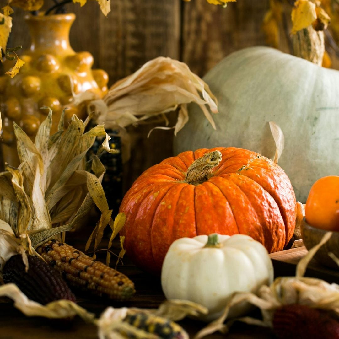 Calabazas en una mesa de Halloween