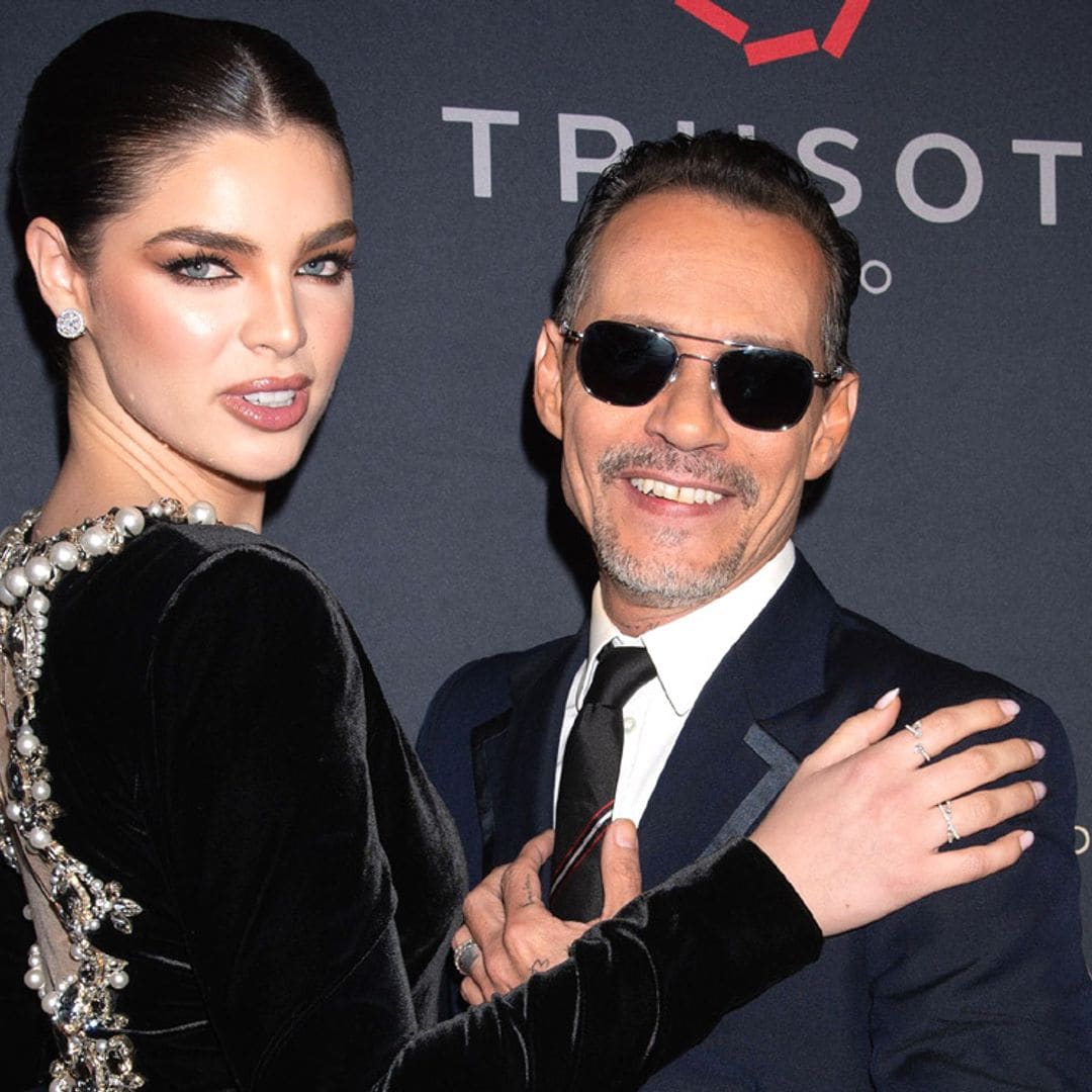 Nadia Ferreira brilla en la noche especial de Marc Anthony con un vestido de perlas y cristales