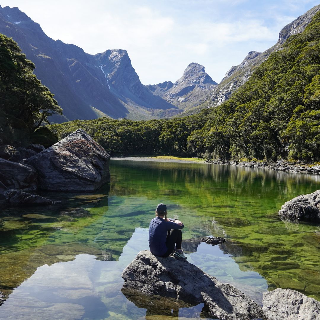Lago Mackenzie en la pista Routeburn, Nueva Zelanda