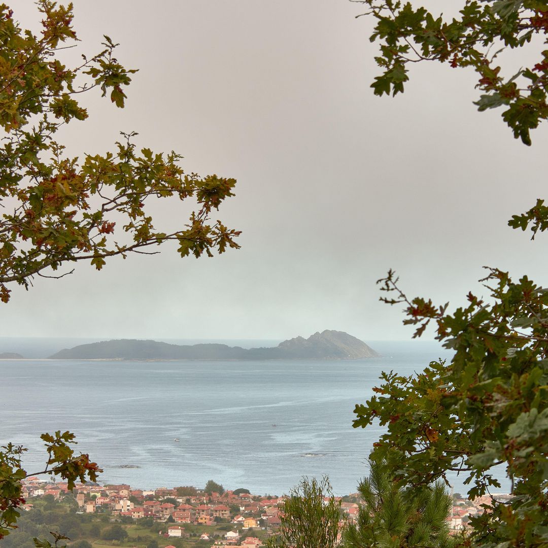 Ría de Vigo e islas Cíes vistas desde las montañas de Coruxo, Pontevedra