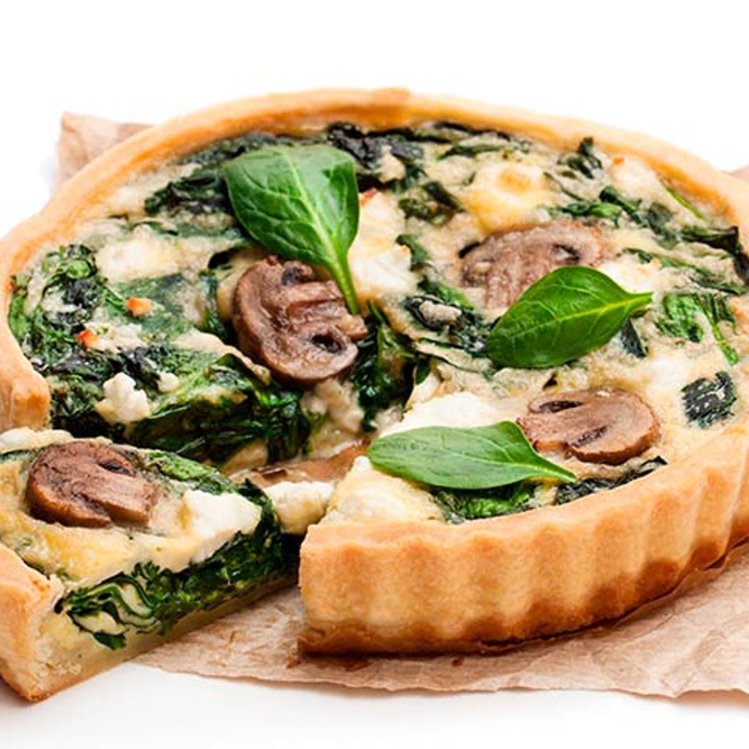 Quiche de espinacas, cebolleta y champiñón