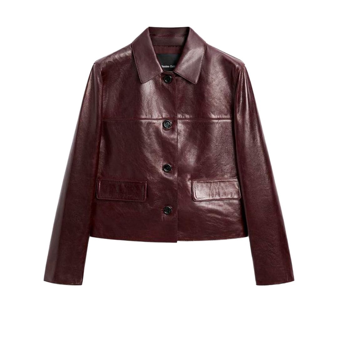 Cazadora corta de piel (249 €), de Massimo Dutti