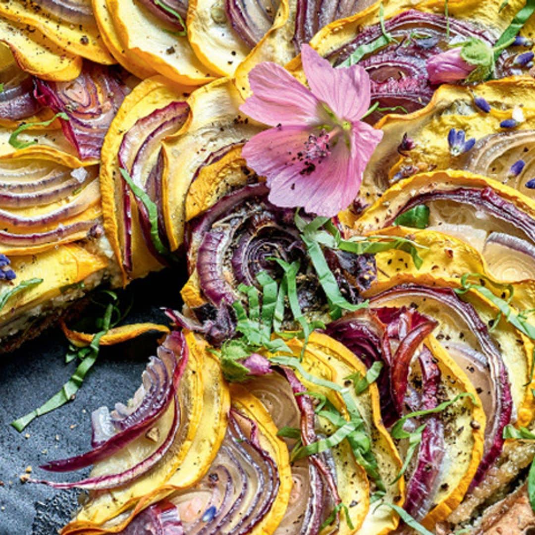 Tarta de calabacín amarillo y cebolla