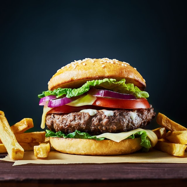 Hamburguesa clásica con patatas fritas