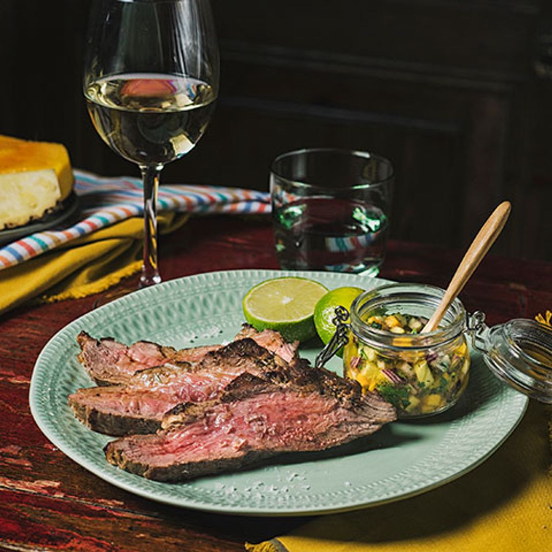 'Picanha' de ternera a las 5 pimientas con salsa tropical