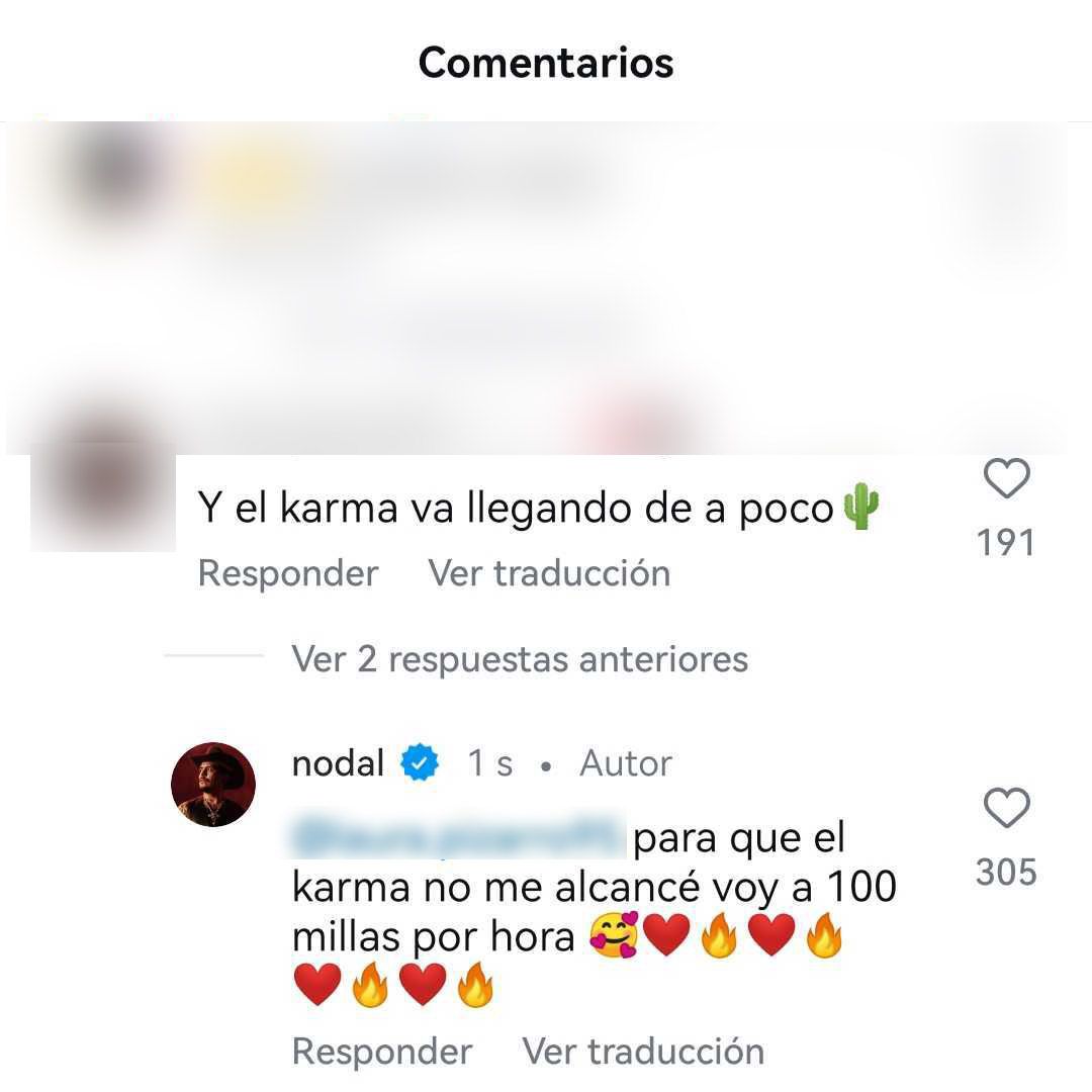 Christian Nodal y su respuesta en redes sociales
