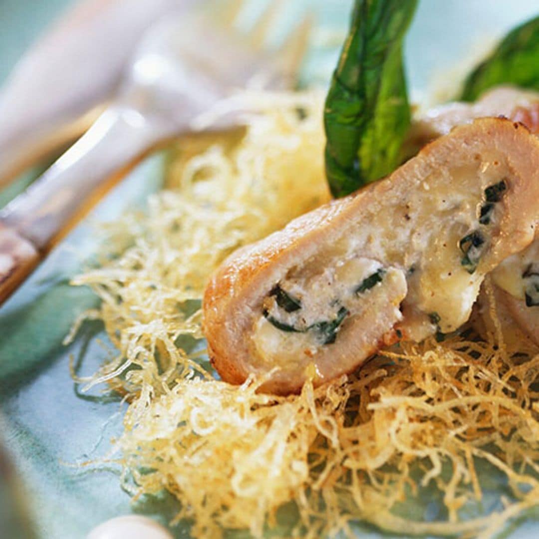 Rollitos de ternera rellenos de espinacas y queso Munster