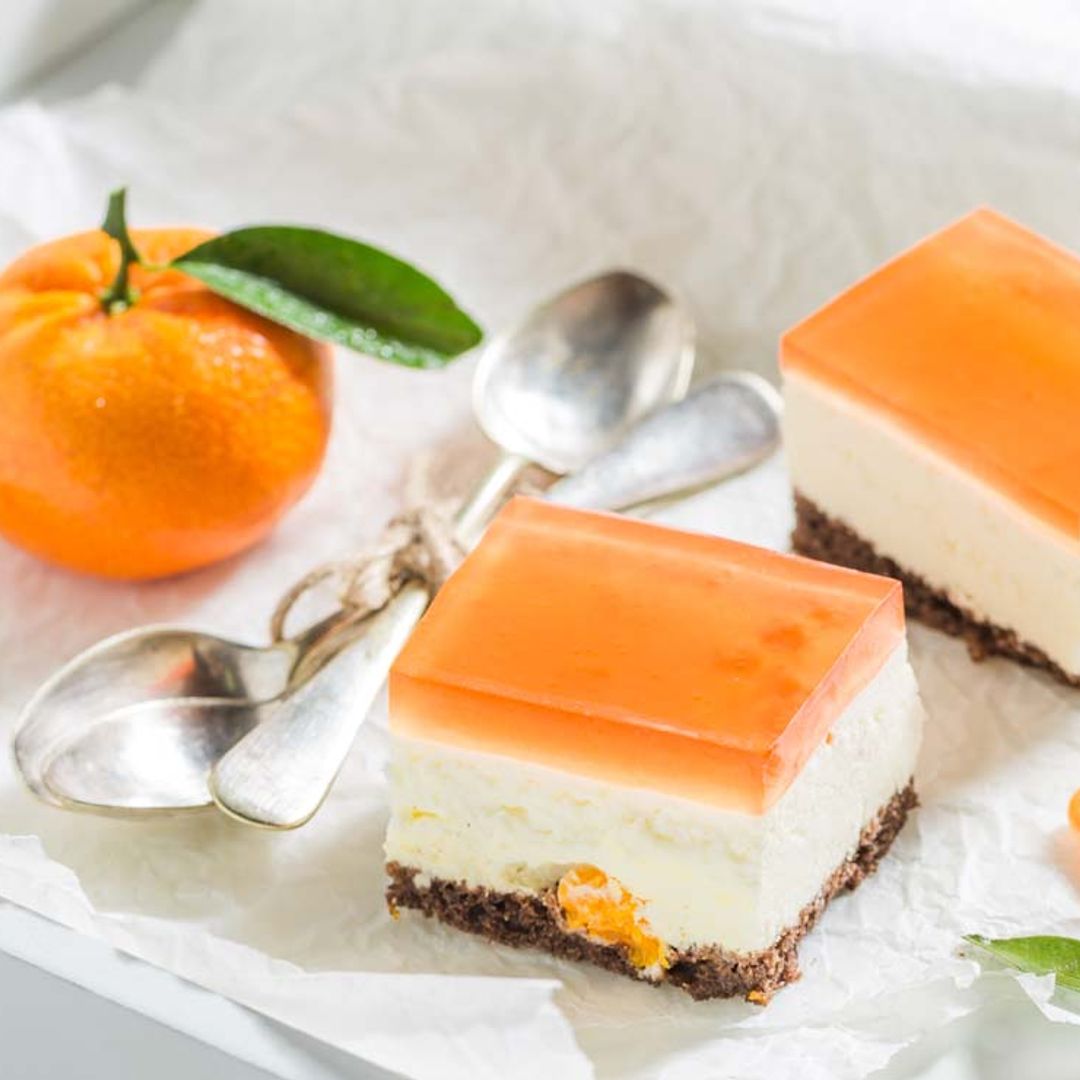 Tarta de queso con gelatina de mandarina