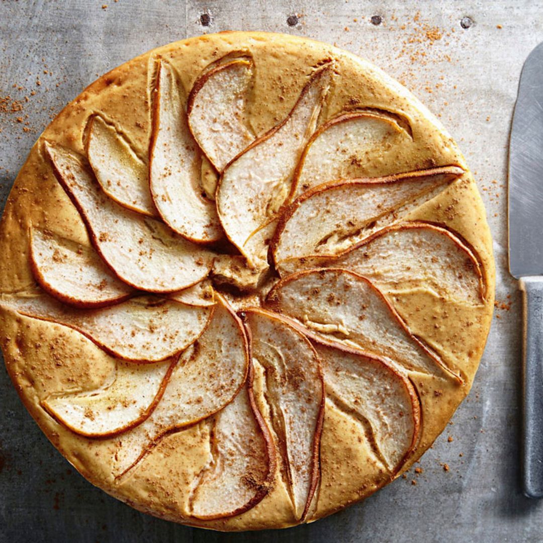 Tarta de ricotta, pera y panela
