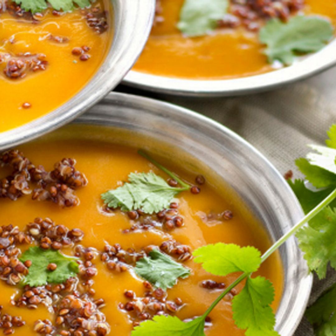 Crema de zanahorias con lentejas estofadas