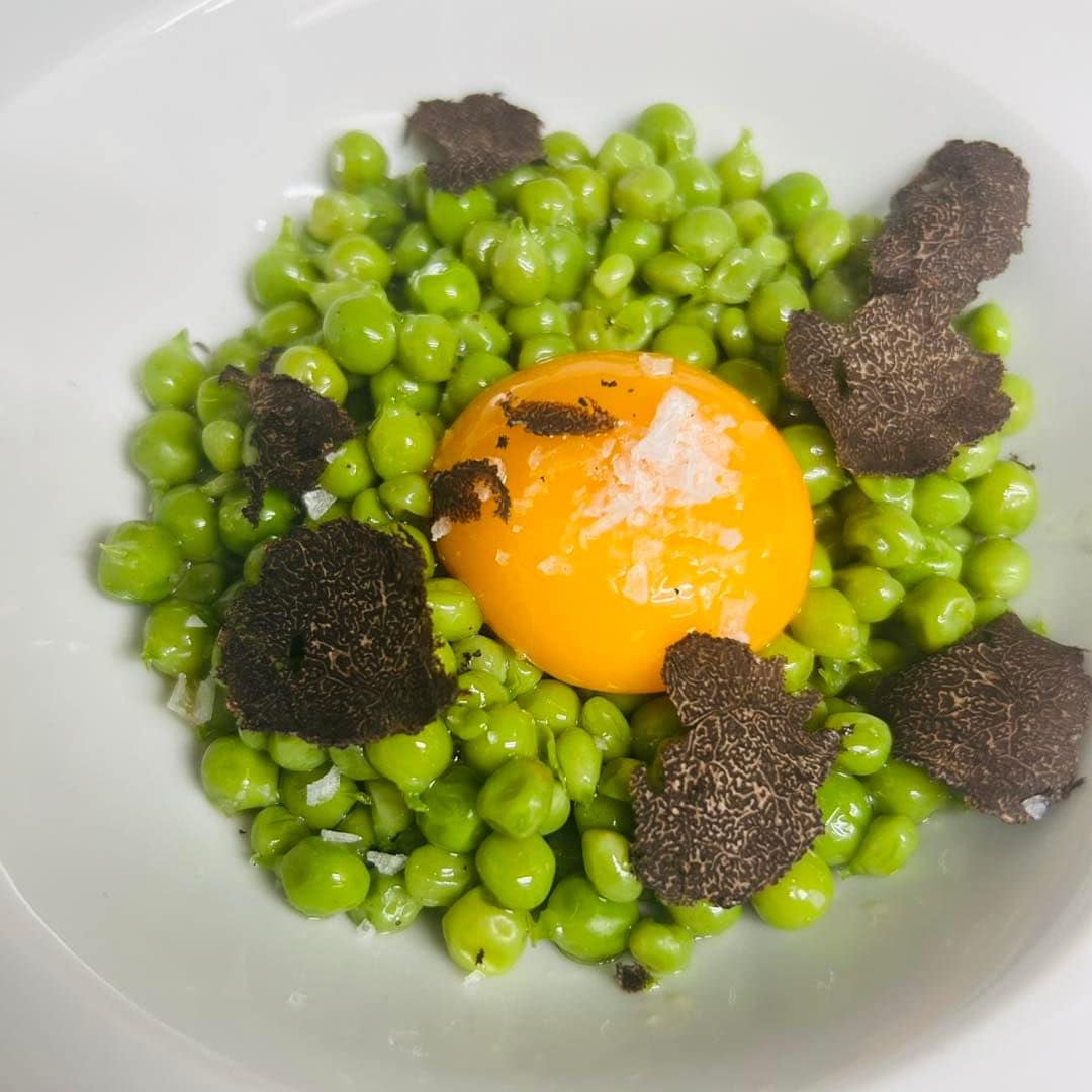 Plato con sabores de la huerta del restaurante Ullate de Tarazona, Zaragoza