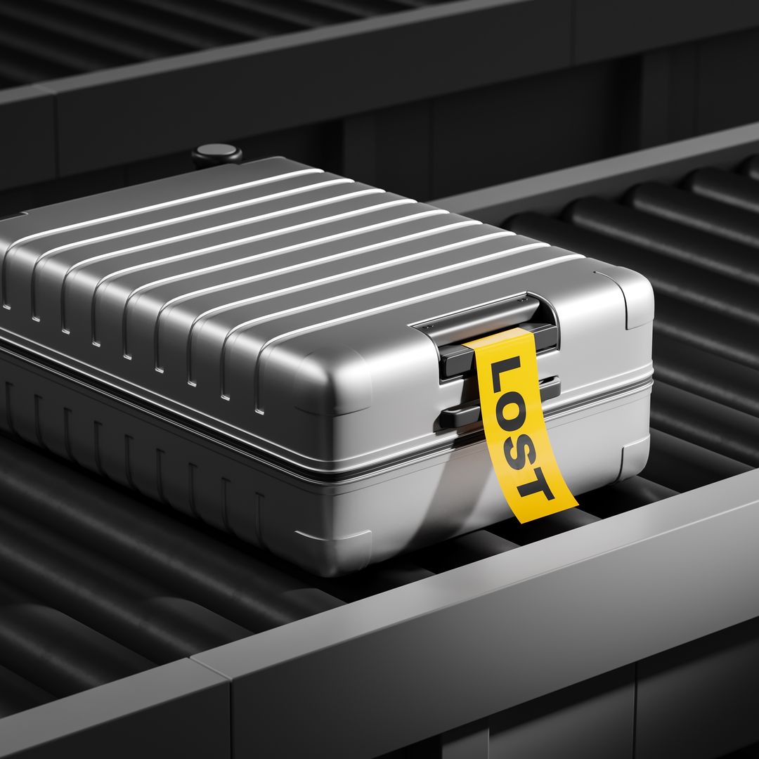 Maleta perdida en una cinta de aeropuerto