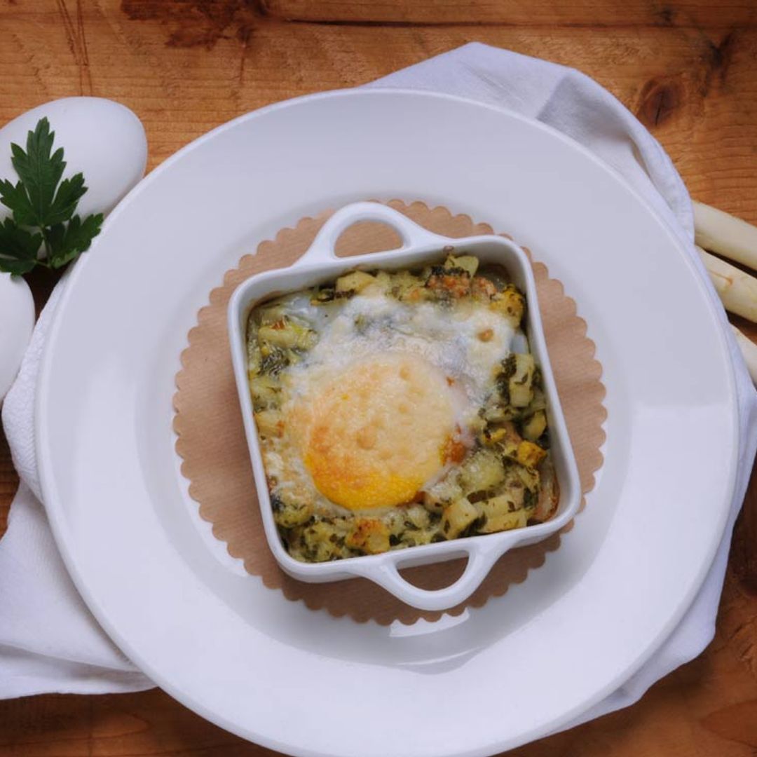 Huevos de ganso con verduras al horno