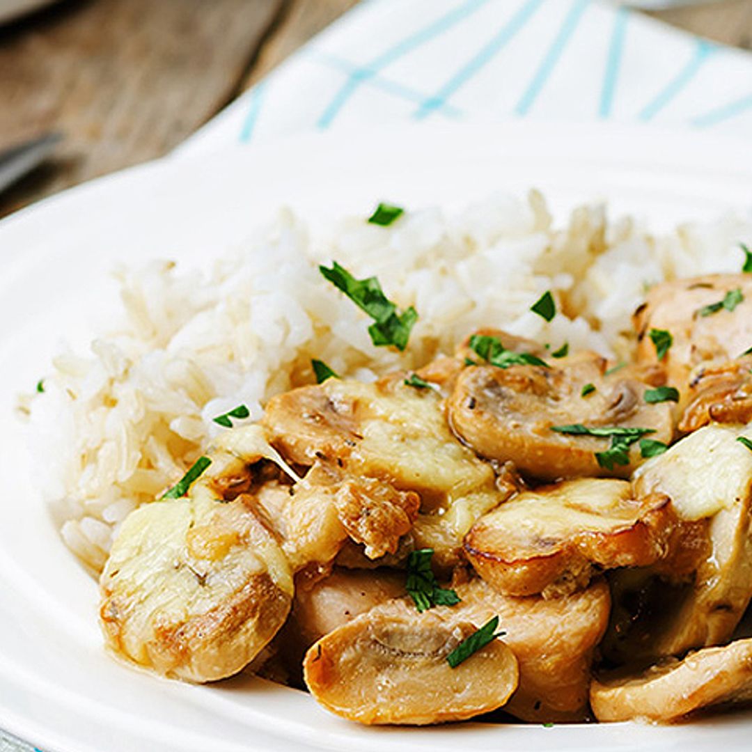 Arroz con pollo y setas