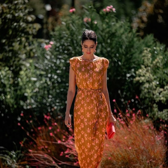 Sandra Majada con vestido de invitada de Polin et Moi