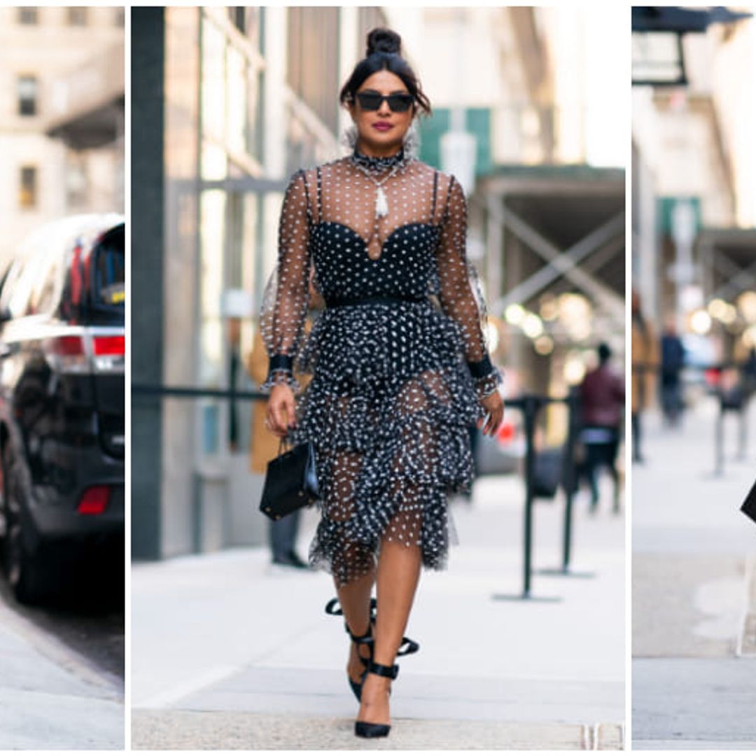 ¿Lunares y transparencias? Combínalos al estilo de Priyanka Chopra