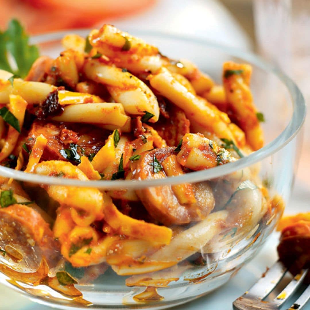 Macarrones con chorizo y queso manchego