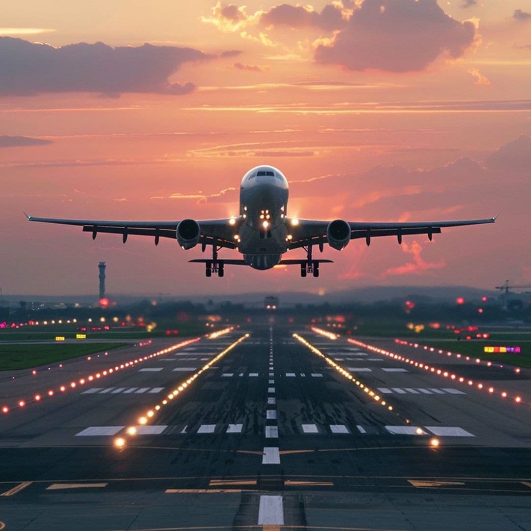 Momento del despegue de un avión comercial en las pistas del aeropuerto