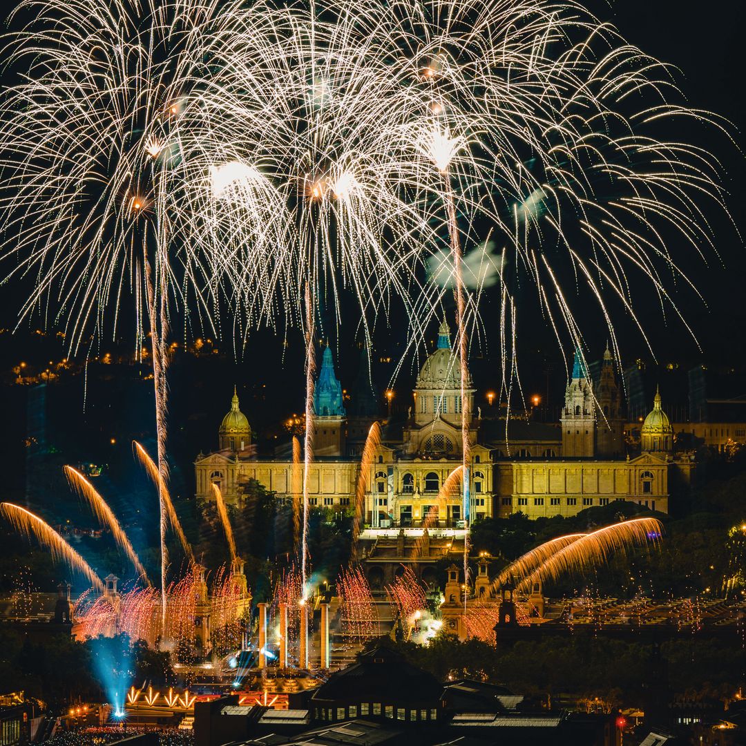 Fuegos de fin de año en Barcelona vistos desde el hotel Nobu