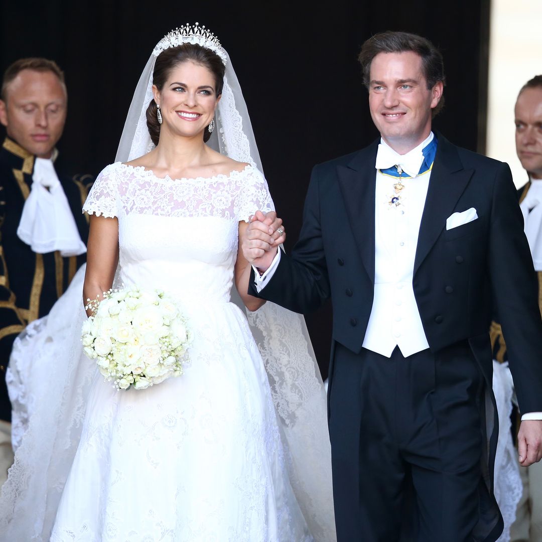 STOCKHOLM, SWEDEN - JUNE 08:  Princess Madeleine of Sweden and Christopher O'Neill depart from the wedding ceremony of Princess Madeleine of Sweden and Christopher O'Neill hosted by King Carl Gustaf XIV and Queen Silvia at The Royal Palace on June 8, 2013 in Stockholm, Sweden.  (Photo by Andreas Rentz/Getty Images)