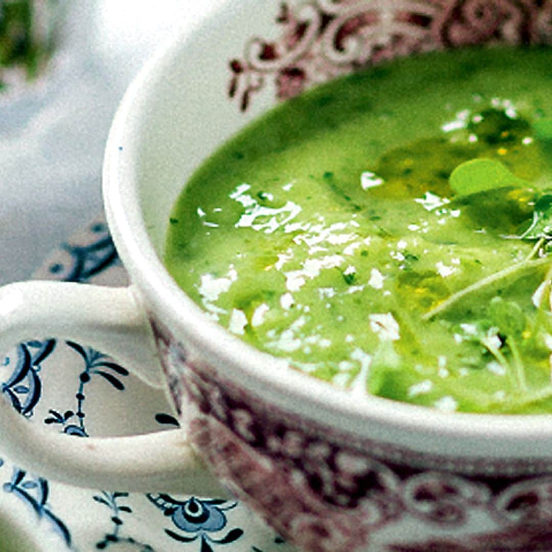 Crema de berros, manzana y aguacate