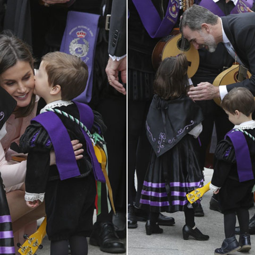 Abrazos, besos y regalos: el cariño de los reyes Felipe y Letizia con los más pequeños en Alcalá de Henares