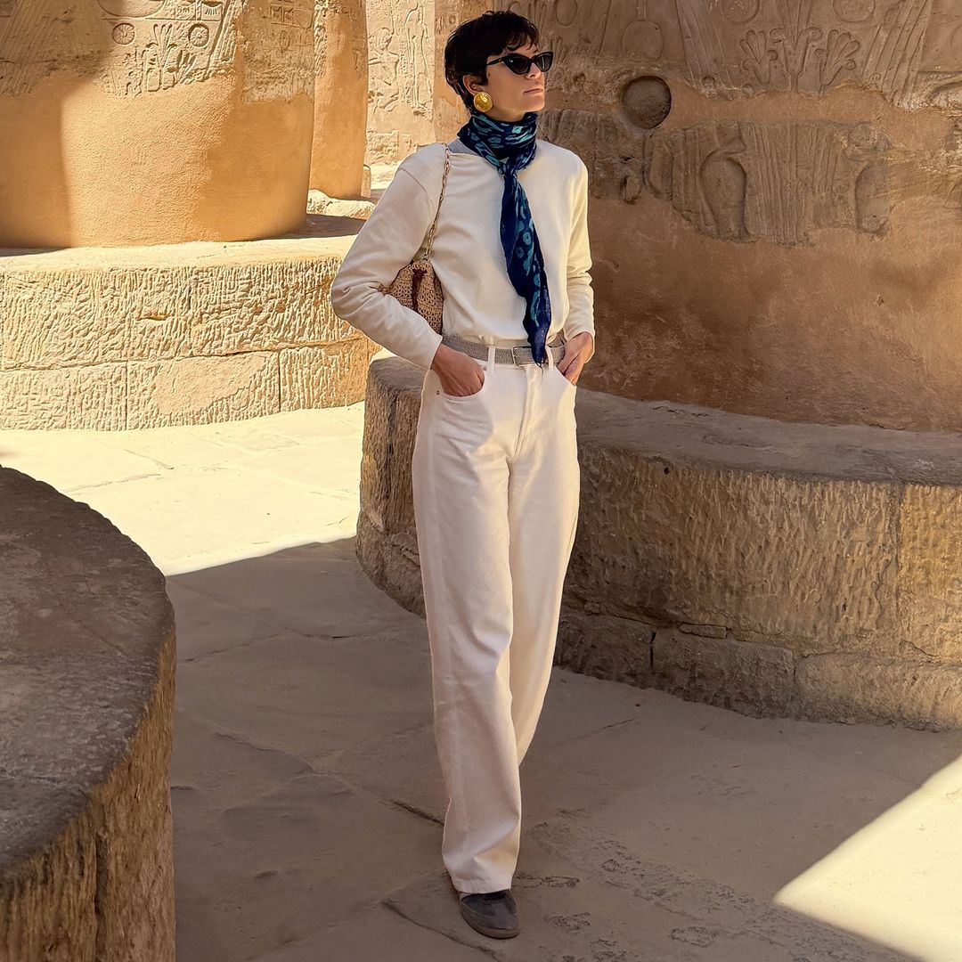 Marta Ortiz en un espectacular templo de Egipto