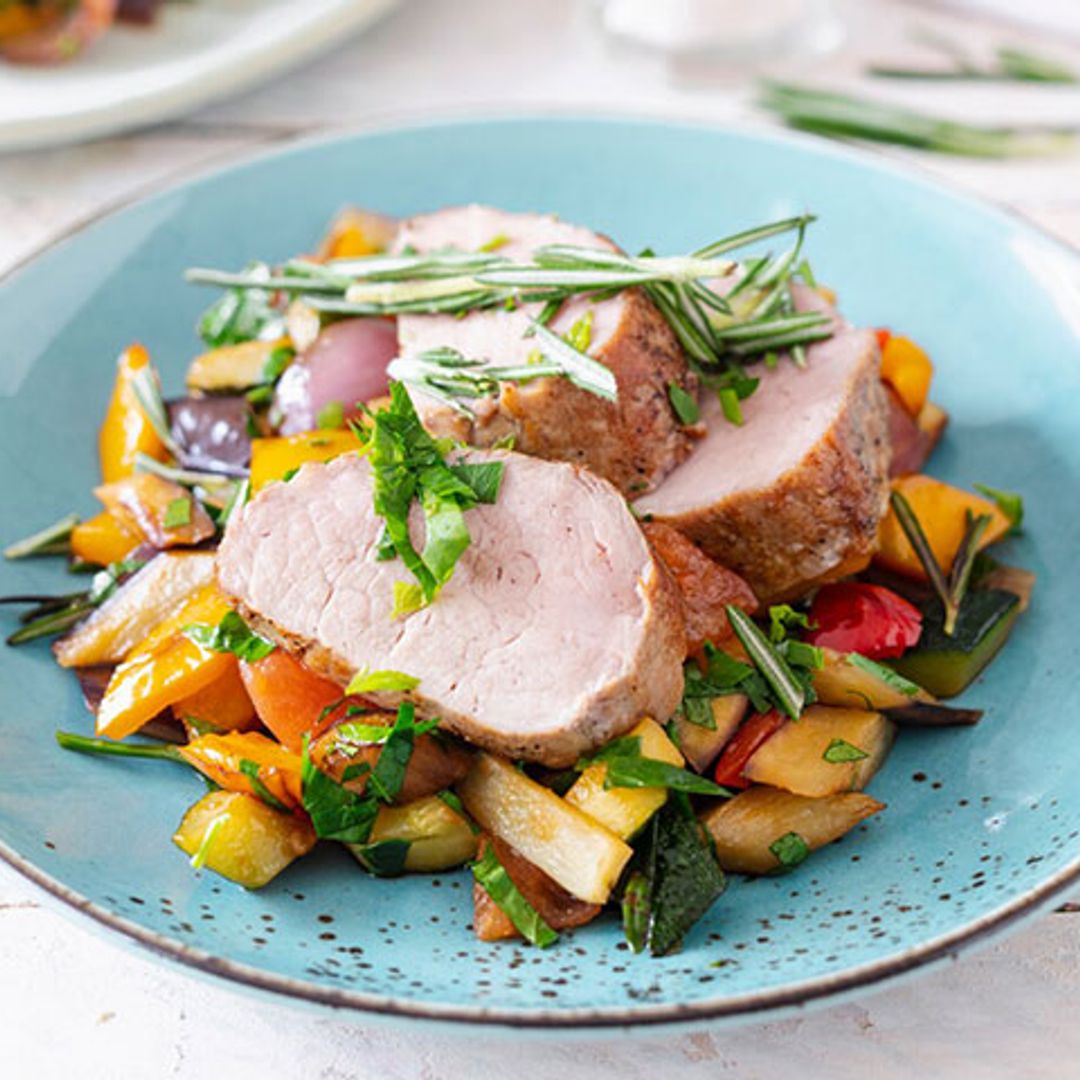 Solomillo de cerdo ibérico con verduras