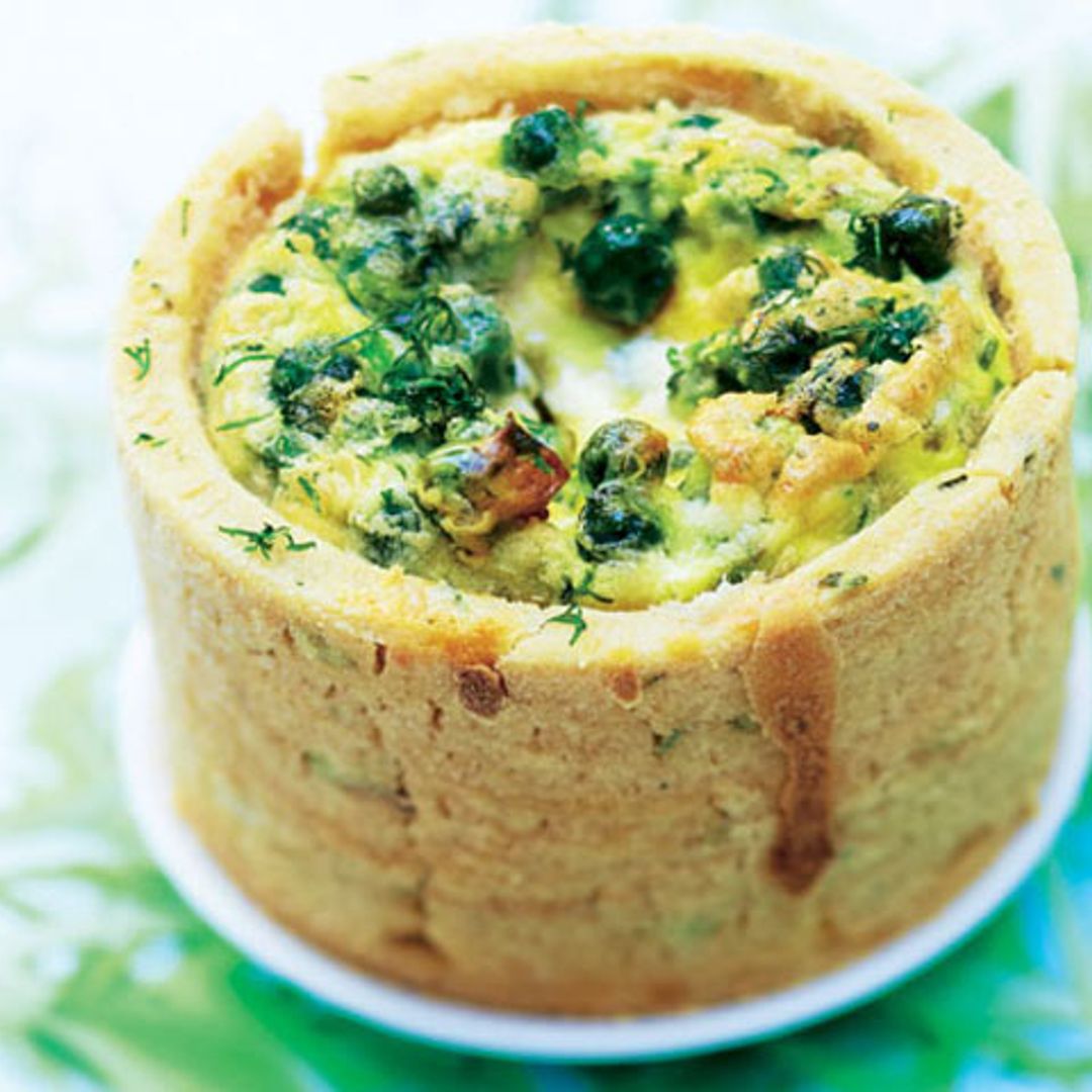 Quiche de guisantes con menta