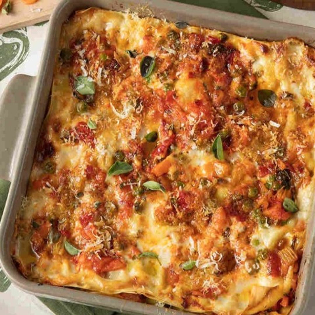 Lasaña al ragú de verduras con queso Grana Padano