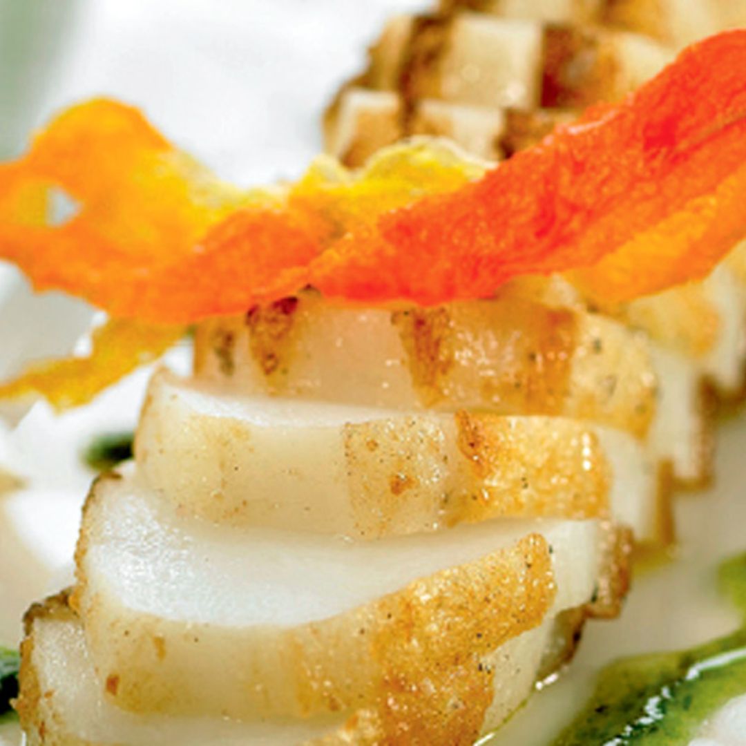 Calamar a la plancha con aros de pimiento