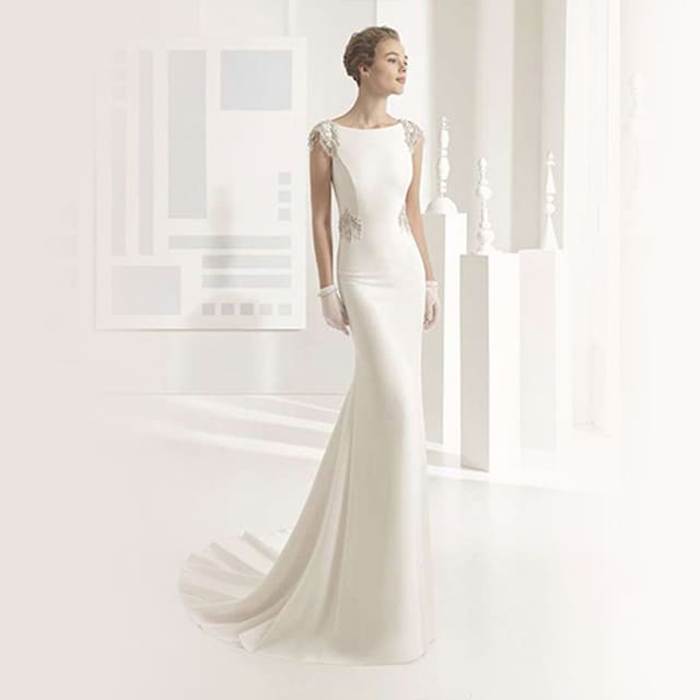 vestidos novia tejido crepe