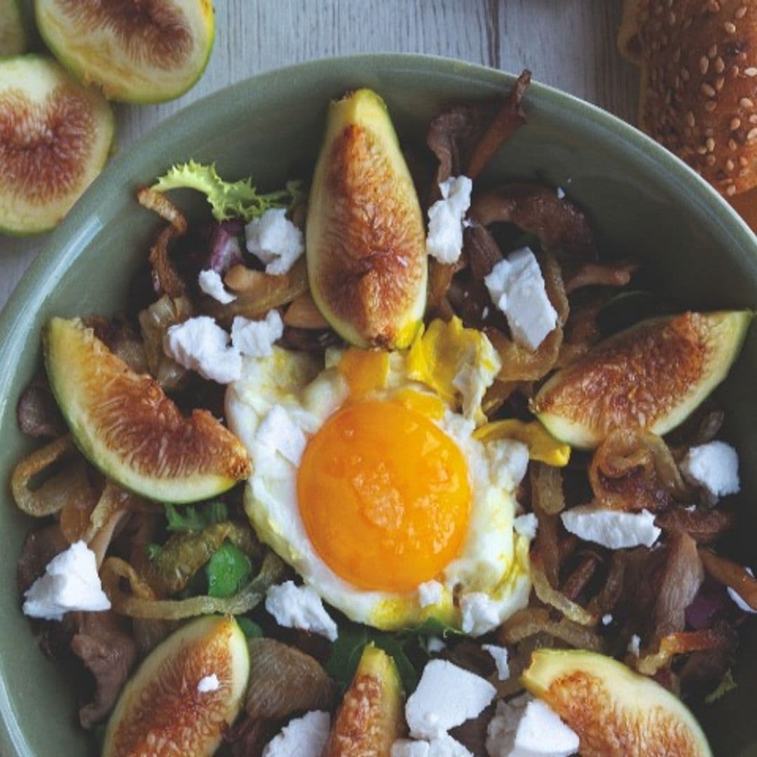 Ensalada templada de setas e higos