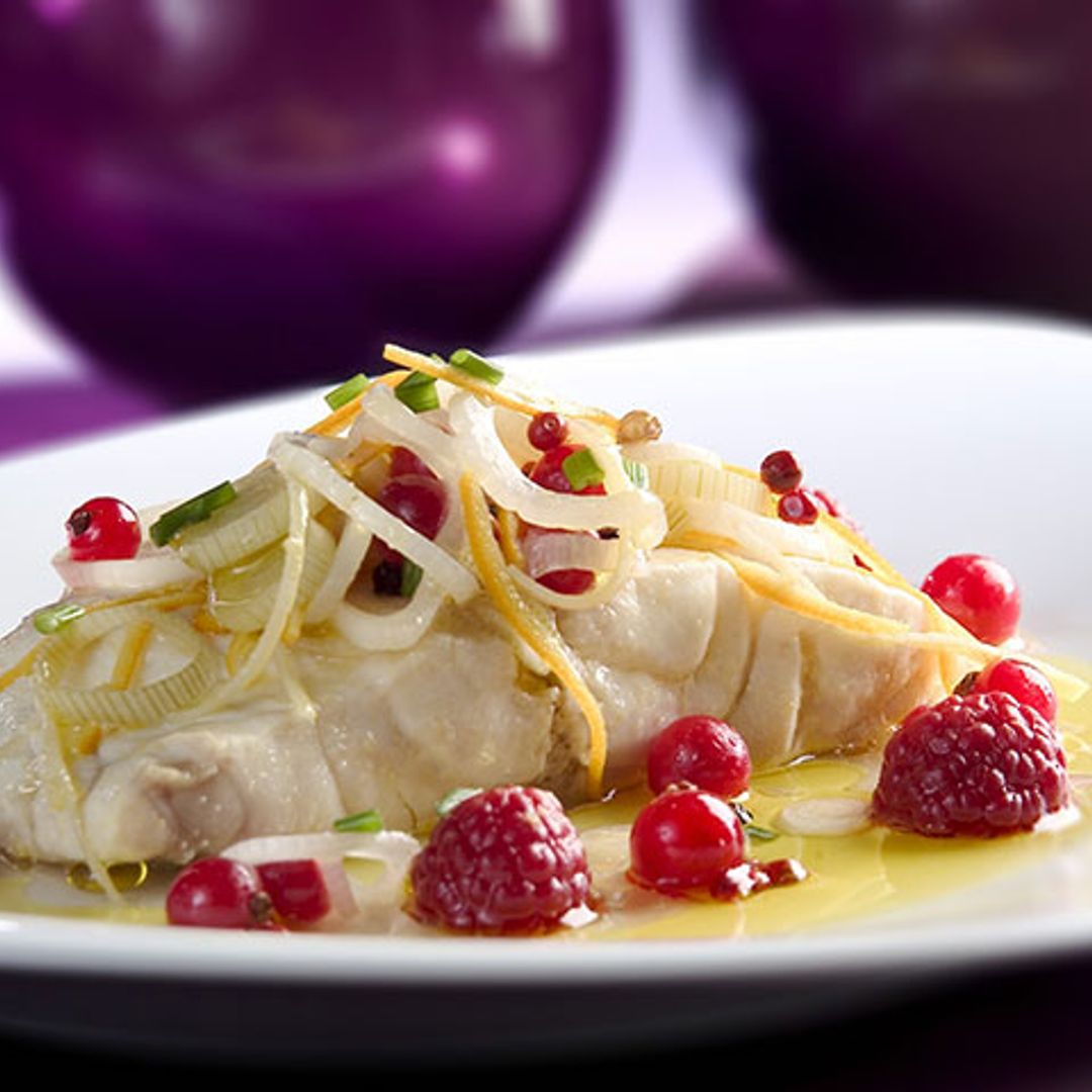 Lubina en escabeche de cítricos y miso