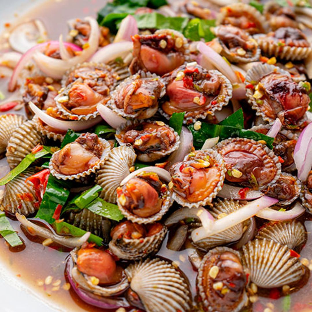 Berberechos marinados con salsa 'thai'