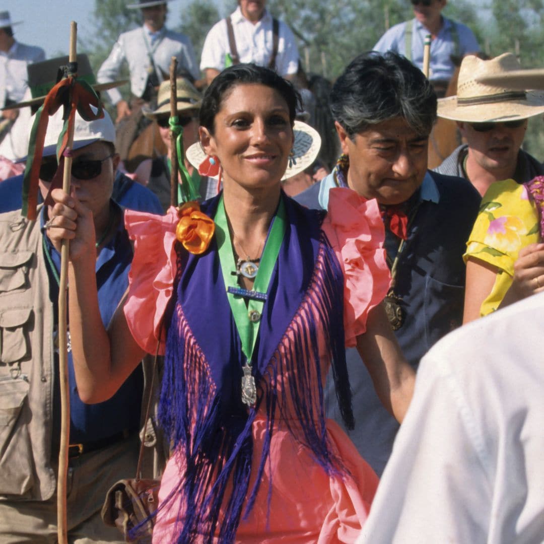 Carmen Ordóñez en el Rocío en el año 2000