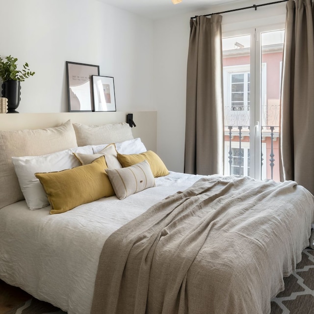 Dormitorio con cabecero de obra. 