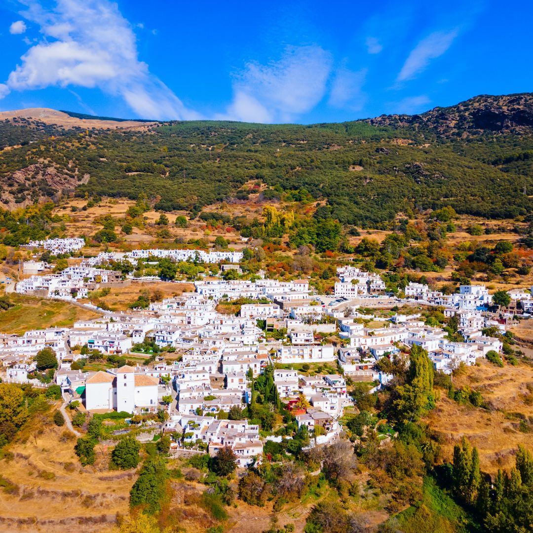 Bubión y sus casas blancas destacan sobre las laderas de la Alpujarra granadina.
