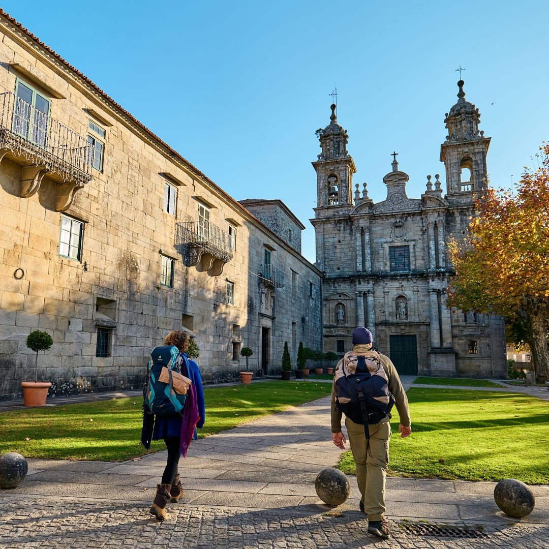Peregrinos en el monasterio de Poio, Pontevedra