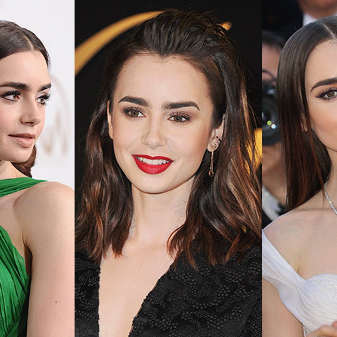 Tres maneras de lucir una melena 'midi', por Lily Collins